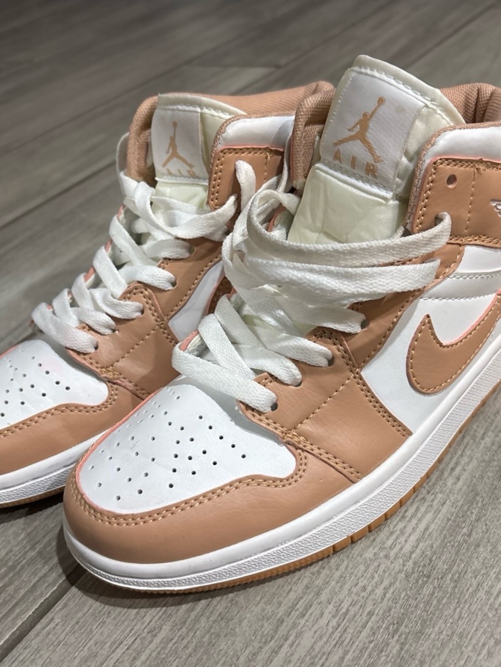 Jordan Women's Mid-Top Sneakers in Peach and White